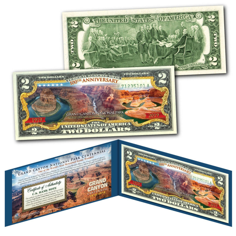 GRAND CANYON NATIONAL PARK 100TH ANNIVERSARY 1919-2019 Genuine U.S. $2 Bill