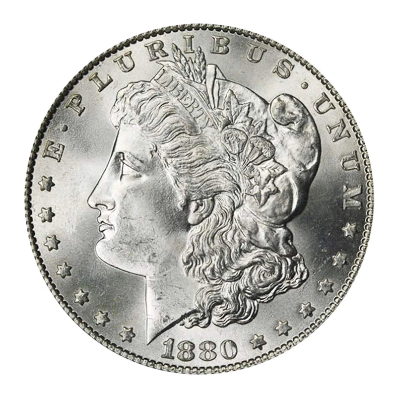 Dólar de plata Morgan de 1880 P $1 Brillante sin circular BU 90% Plata-1