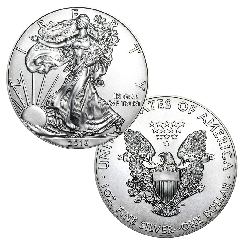 Moneda American Silver Eagle de $1 de 2018 con soporte AirTite, brillante, sin circular-1