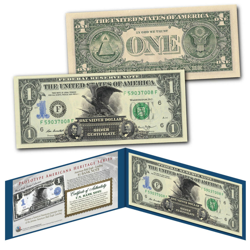Black Eagle 1899 Silver Certificate Prototype on NEW $1 Bill BALD EAGLE LANDING-1