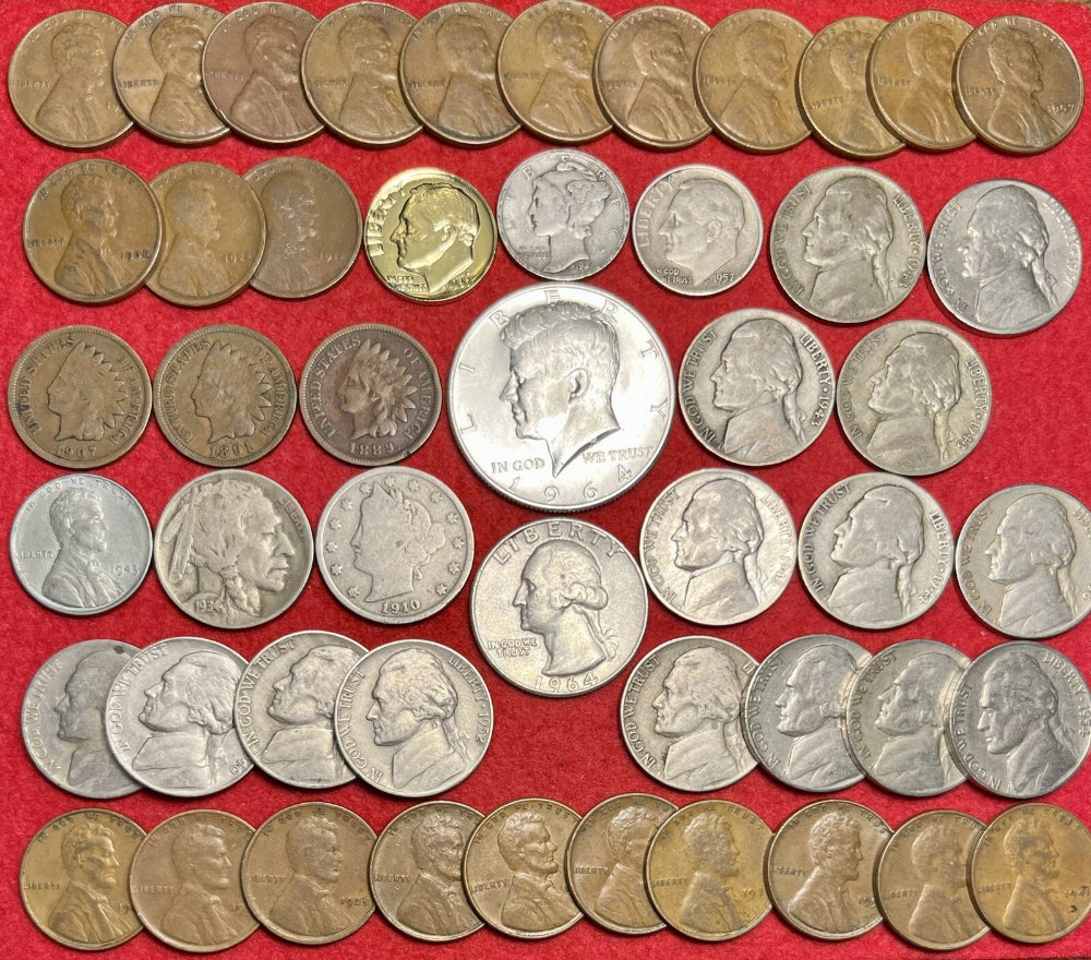GRAN LOTE DE LINGOTES DE COLECCIÓN DE MONEDAS ESTADOUNIDENSES - MEDIO DÓLAR DE PLATA AL 90 % - 3/4 LB ¡100 monedas!-1