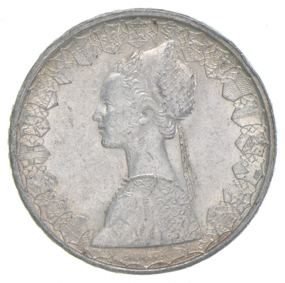 1958 Christopher Columbus Anniversary Italy 500 Lire Coin Silver