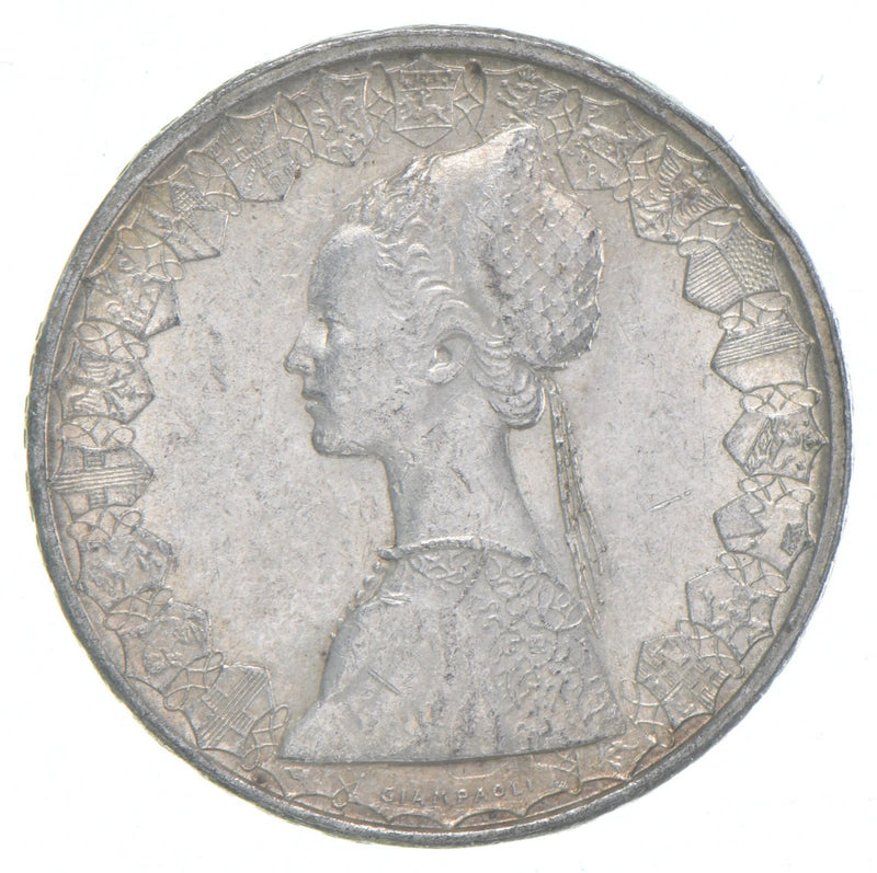 1958 Christopher Columbus Anniversary Italy 500 Lire Coin Silver-2