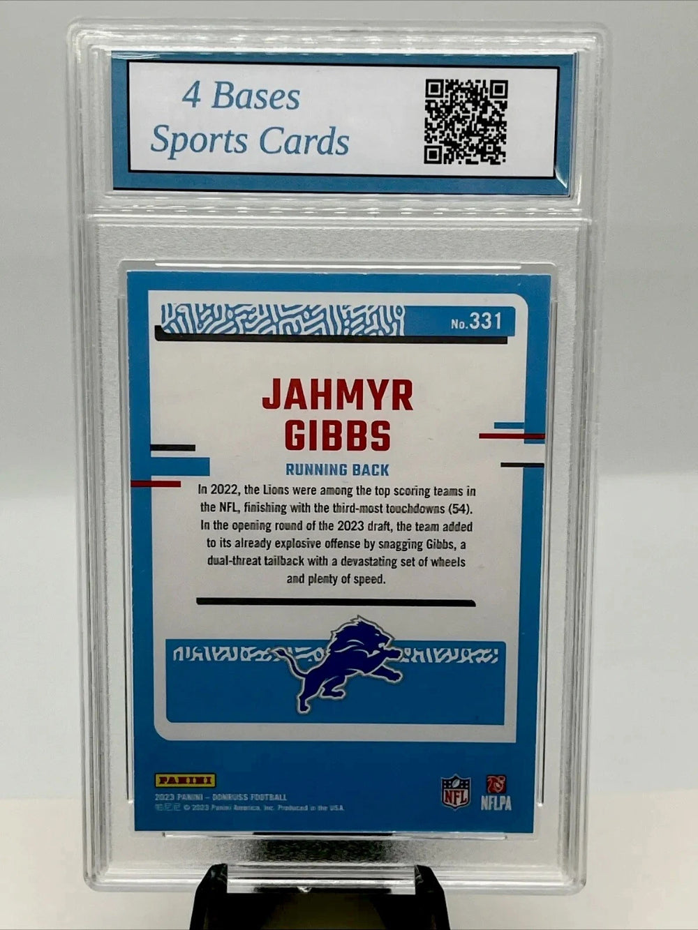 Tarjeta de novato calificada 2023 Panini Donruss Jahmyr Gibbs Lions n.° 331 Gem Mint 10.-2