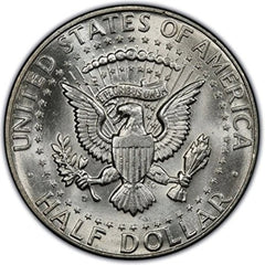 Moneda de medio dólar JFK Kennedy de 1964, 90 % plata, brillante, sin circular (BU)-2