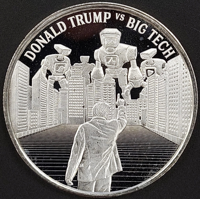 Donald Trump vs Big Tech, 45th President Trump, 1 Troy Oz .999 Fine Silver!-1