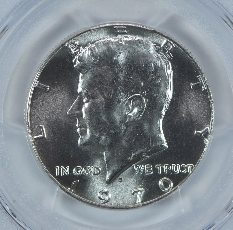 Moneda de medio dólar Kennedy de 1970-D MS65 PCGS Etiqueta Azul-2