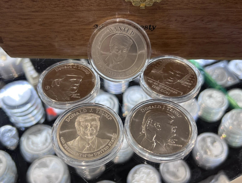 LOT OF 5 X 1oz Fine Silver Rounds Trump COLLECTION MAGA Set in Capsules-1