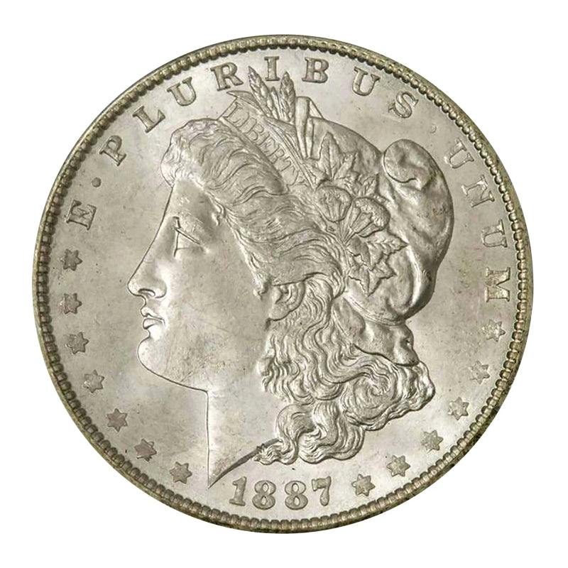 1887年P版摩根銀元，1美元，精製未流通（BU），含銀量90%。-1