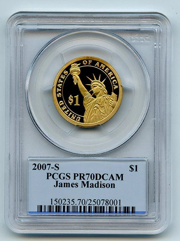 2007 S $1 James Madison Dollar PCGS PR70DCAM-1