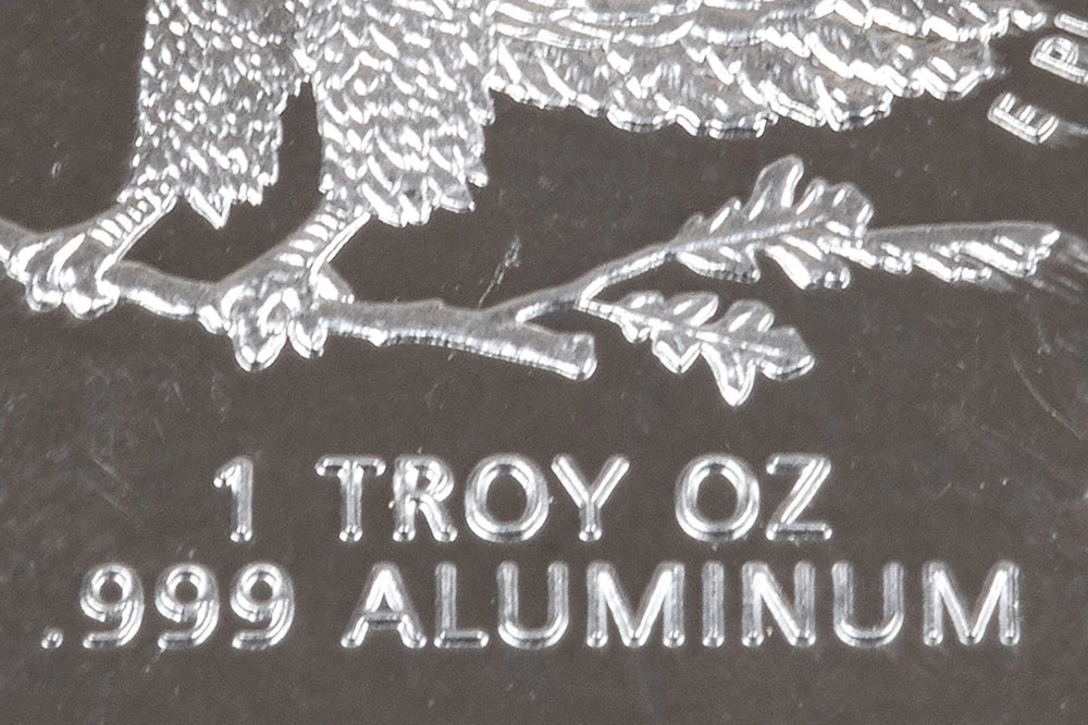 1 TROY OUNCE/OZ .999 Pure Aluminum (Al) Metal Walking Liberty Bar - Eagle-1