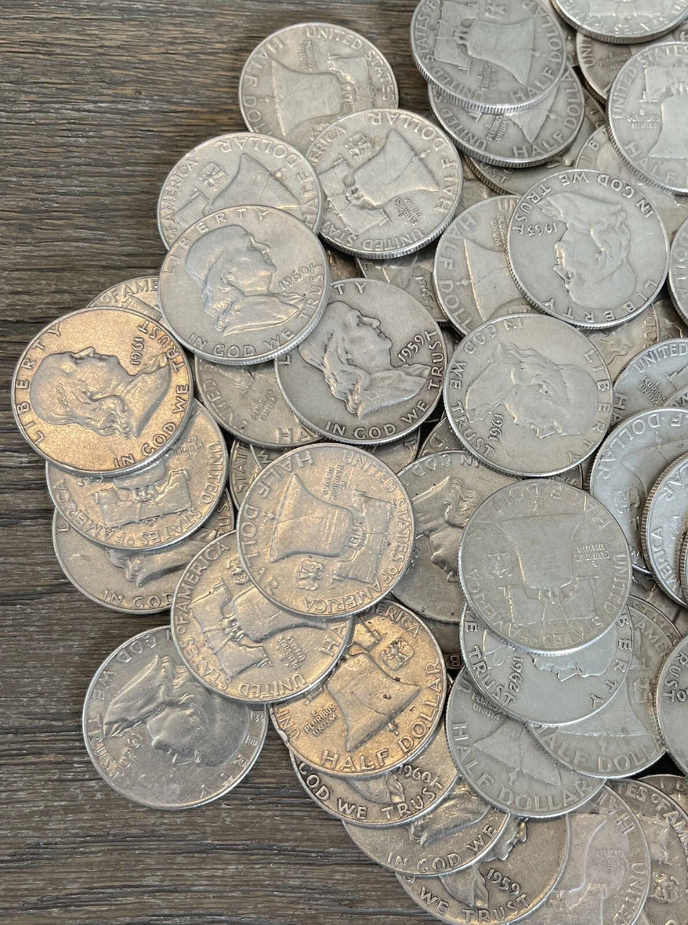 Medio dólar Franklin, 90 % plata, en circulación, elige cuántos ¡ENVÍO GRATIS!-1