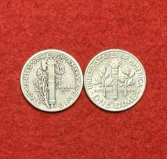 (2) 20th Century 90% Silver Dimes - Mercury & Roosevelt US 10C Coin Lot $0.20 FV-2