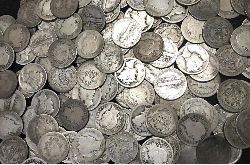 Monedas de diez centavos Mercury + Monedas de diez centavos Barber ✯ Lotes antiguos de monedas de plata de EE. UU. ✯ Monedas antiguas de época ✯