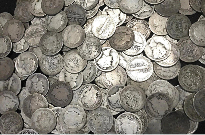 Monedas de diez centavos Mercury + Monedas de diez centavos Barber ✯ Lotes antiguos de monedas de plata de EE. UU. ✯ Monedas antiguas de época ✯-1