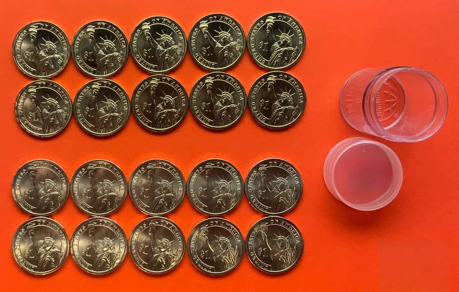 2010 Pierce Presidential Dollar 20 Coin P&D Satin Roll from Mint Sets (10P/10D)
