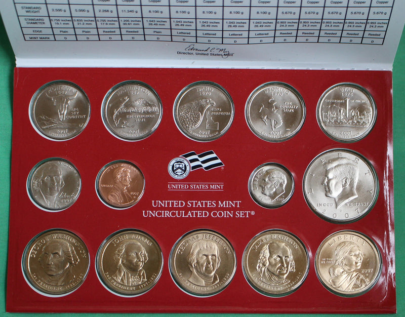 2007 P and D US Mint ANNUAL Uncirculated Coin Set 28 Coins Made in the USA-1