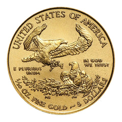 Moneda American Eagle de oro de 1/10 onza, $5 BU - Fecha aleatoria-1
