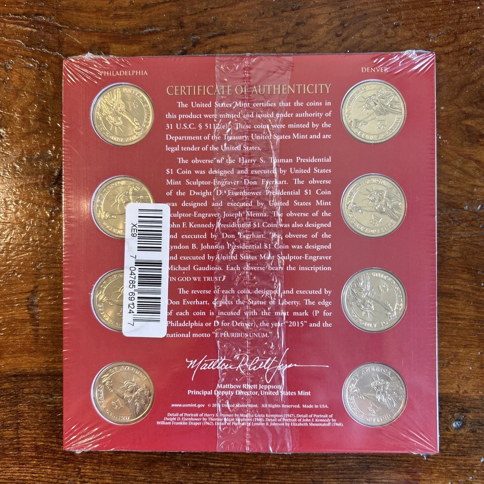 2015 Presidential Dollar 8-Coin Mint Shrink Wrapped Annual Uncirculated Set+ COA