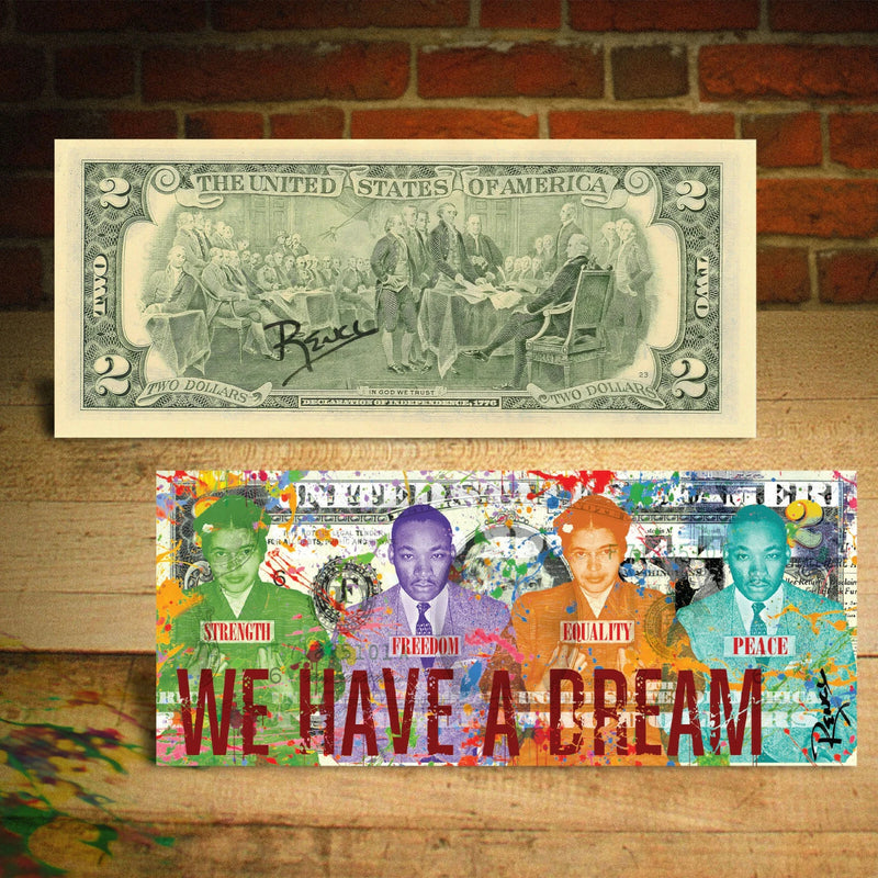 Martin Luther King & Rosa Parks Civil Rights Mug Shots $2 Bill SIGNED by Rency-1