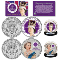 QUEEN ELIZABETH II 2022 Platinum Jubilee JFK Kennedy Half Dollar U.S. 2-Coin Set-1