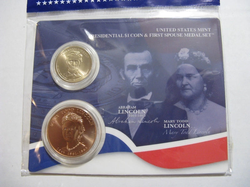 2010 Abraham Lincoln US Mint Presidential $1 Coin & First Spouse Medal Set ~ NEW-1
