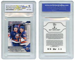 Tarjeta adhesiva de MATTHEW SCHAEFER de la NHL Topps Now 2025, NOVATO n.° 81 - GEM MINT 10-1