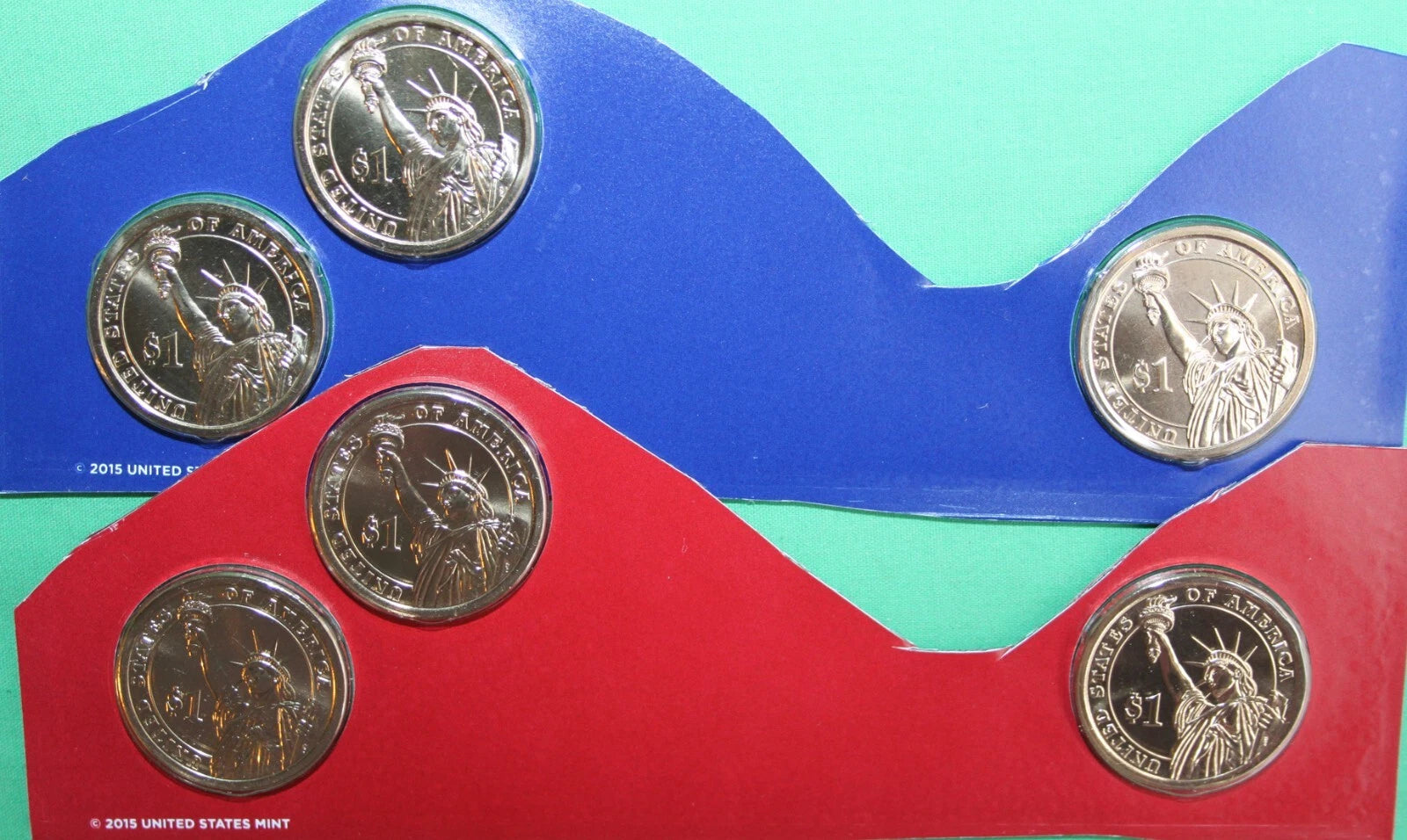 2016 P D Presidential $1 Coin Uncirculated Set 6 Golden BU Dollars US Mint Coins-1