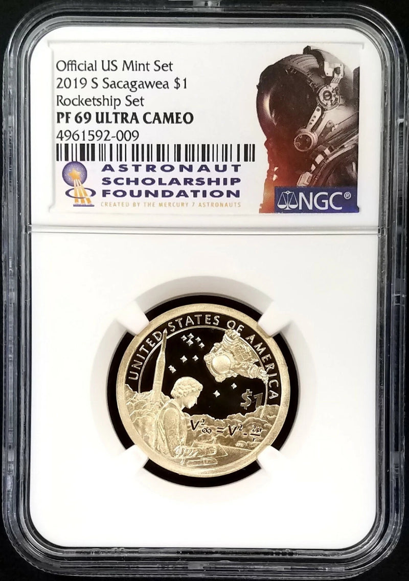 2019 D Kennedy MS 67 PL & 2019 S Proof Sacagawea PF 69 UC, Rocketship Set, ASF!-1