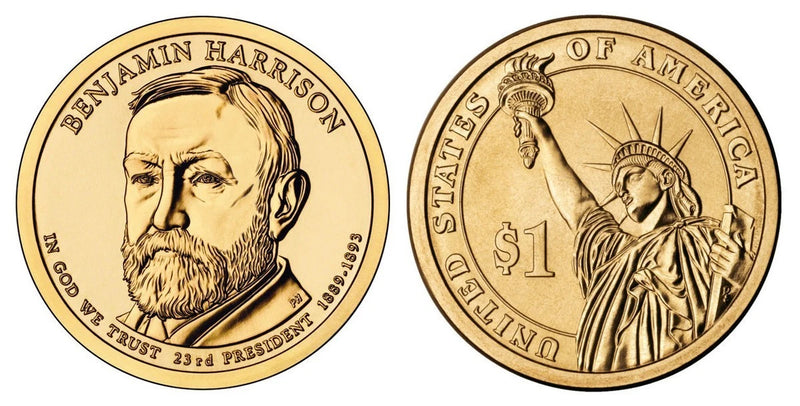 2012 D Benjamin Harrison Presidential $1 Dollar Coin $25 US Mint Roll Unopened-1