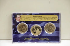 James Monroe 2008 First Day Of Issue Presidential Dollar $1 Coin Set P S & D-1