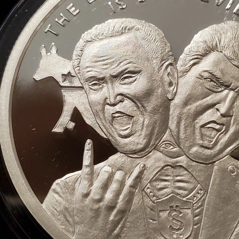 1 oz .999 Silver Shield Proof LESSER OF TWO EVILS Trump 2020 You Vote they win!