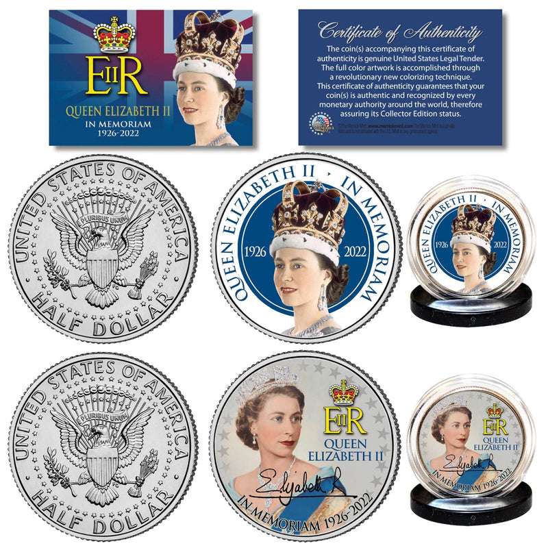 QUEEN ELIZABETH II 1926 - 2022 JFK Half Dollar 2-Coin Set REMEMBERING THE QUEEN-1