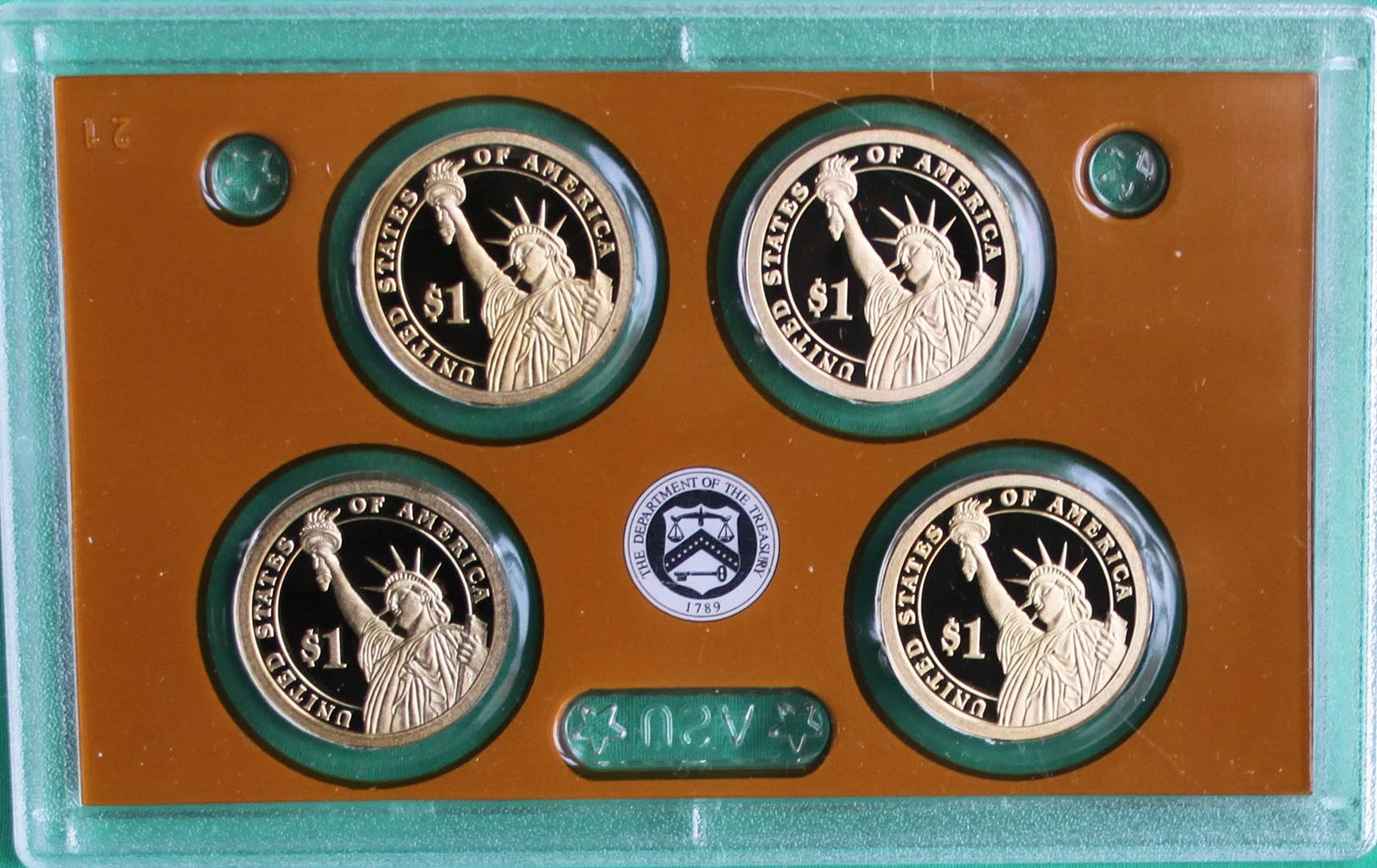 2011 S Presidential Dollar Coin Proof $1 US Mint 4 Golden Dollars No Box-1