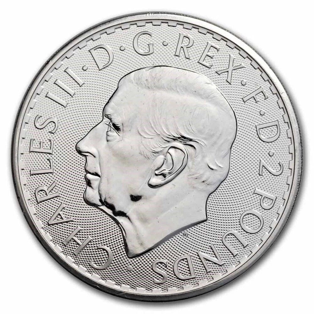 Random Year - U.K. 2 Pound 1 oz .999 Fine Silver King Charles Britannia BU-2