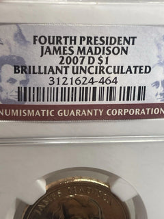 2007-D James Madison One Dollar NGC- Brilliant Uncirculated-1