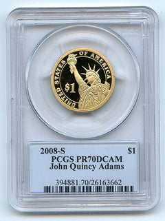 2008 S $1 John Quincy Adams Dollar PCGS PR70DCAM-1