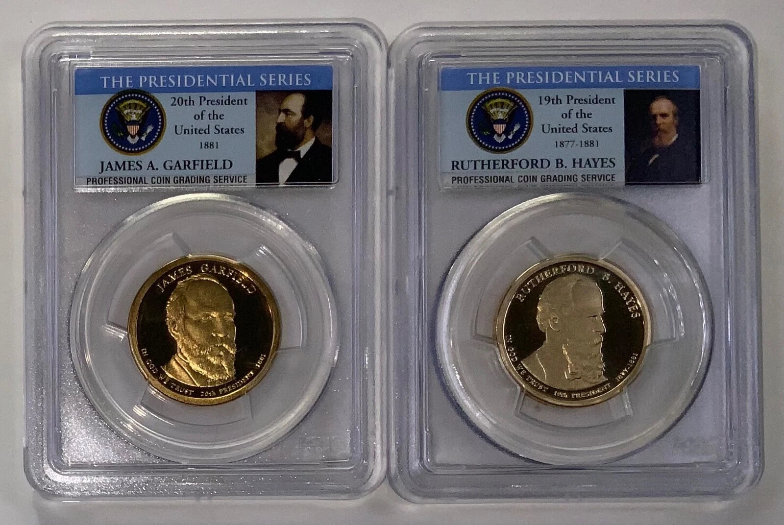 2011 S Rutherford Hayes, James Garfield Presidential $1 PCGS 70 Proof 2 Coin Set