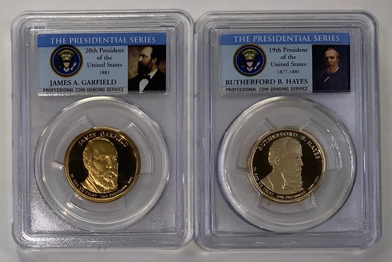 2011 S Rutherford Hayes, James Garfield Presidential $1 PCGS 70 Proof 2 Coin Set-1