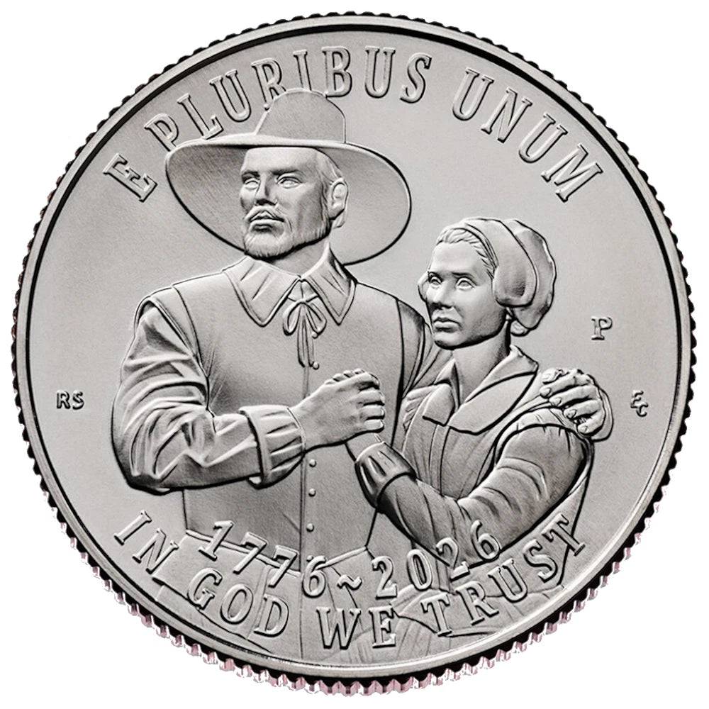 Juego de 2 monedas de 25 centavos de dólar Mayflower Compact P&D del Semiquincentenario de 2026-1