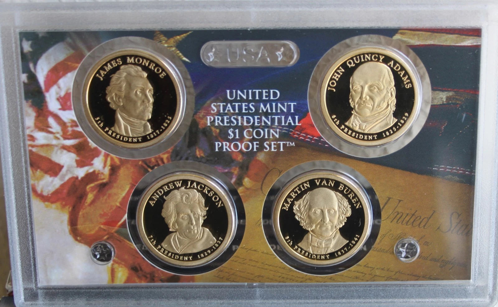 2008 Presidential $1 Coin Proof Set 4 One Dollar Golden Coins ONLY No Box No COA