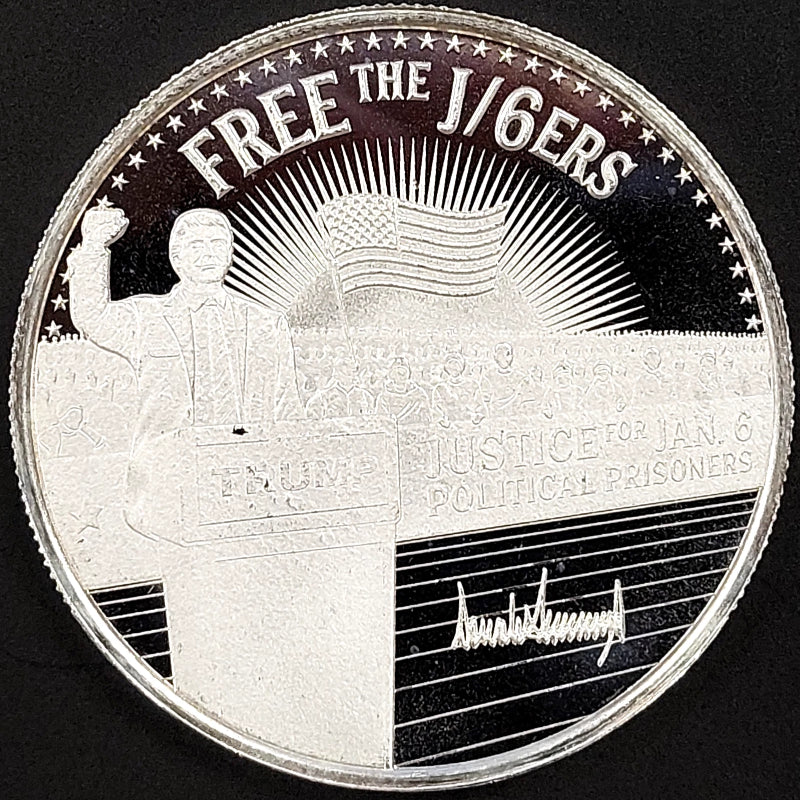 Free the J/6ers, Donald J. Trump, 47th President, 1 Troy Oz .999 Fine Silver!
