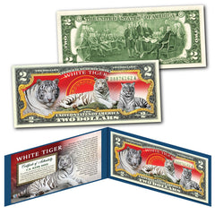 WHITE TIGER Snowy White Rare Asian Bengal Tigers Genuine Legal Tender US $2 Bill-1
