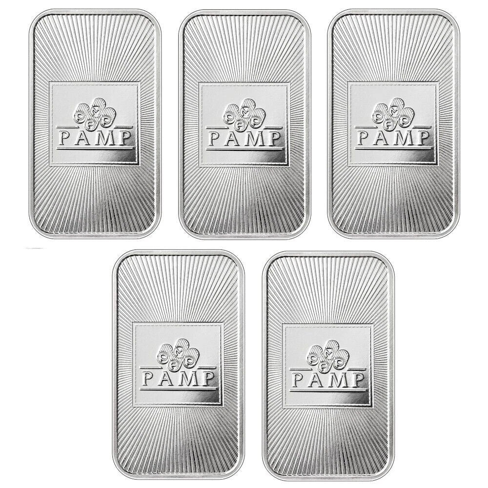 Lot of 5 1 OZ .999 Fine Silver Collectible Bars with Protective Packaging, Premium Silver Bullion Style Keepsakes, Precious Metal Collection, Display Piece, Hobby Collection, Collector Gift, Souvenir Set-1