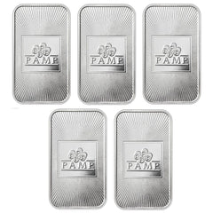 Lot of 5 1 OZ .999 Fine Silver Collectible Bars with Protective Packaging, Premium Silver Bullion Style Keepsakes, Precious Metal Collection, Display Piece, Hobby Collection, Collector Gift, Souvenir Set-1