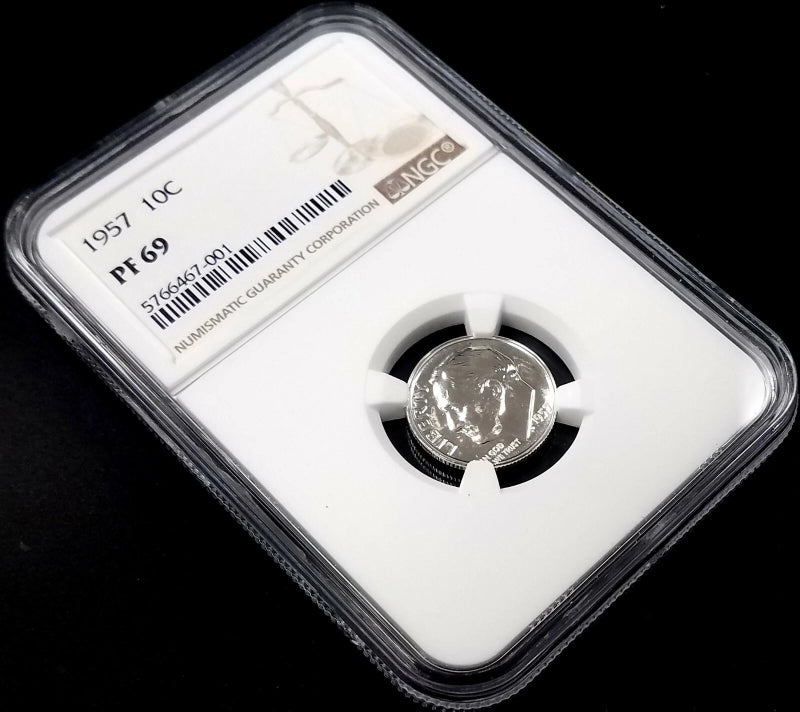 1957 Proof Roosevelt Dime certified PF 69 by NGC!