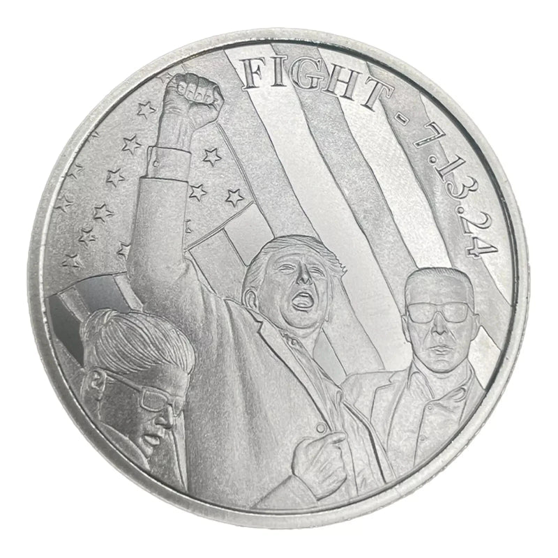 1 Oz .999 Fine Silver TRUMP " Trump fight, fight" Silver round in a CAPSULE