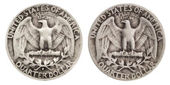 Count of 2 - 90% Silver Washington Quarters .50c Face Fine Random Date-2
