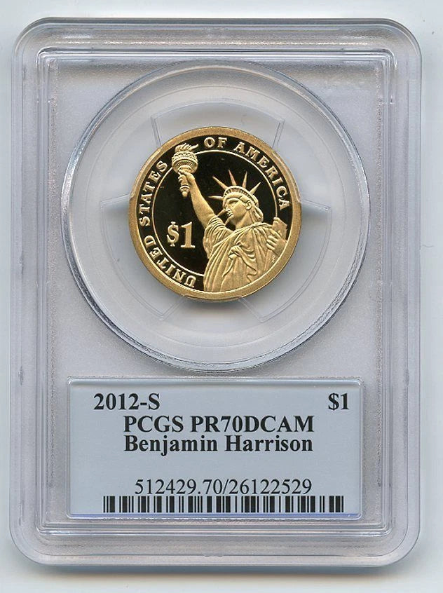 2012 S $1 Benjamin Harrison Dollar PCGS PR70DCAM-1