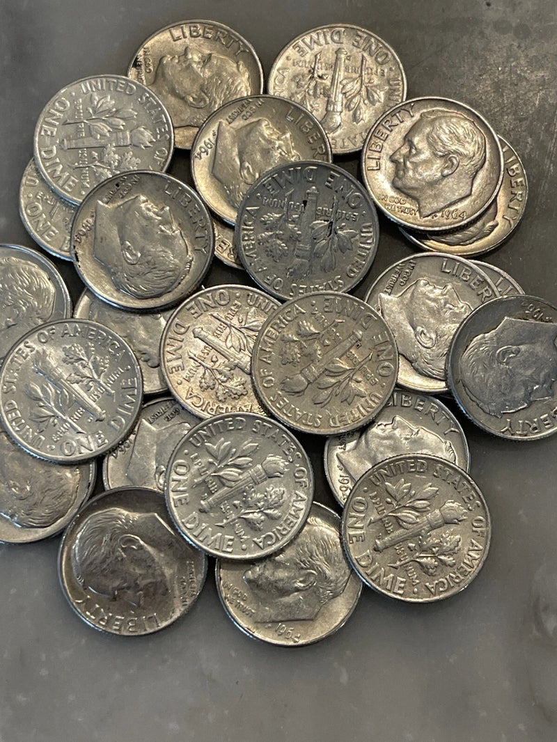[Lot of 25] 1964 Roosevelt Dimes - ALL 1964 - 90% Silver CHOOSE # LOTS!-1